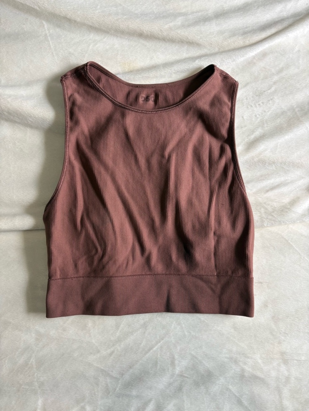 Ribbed Sleeveless Crop Top - Mauve Brown